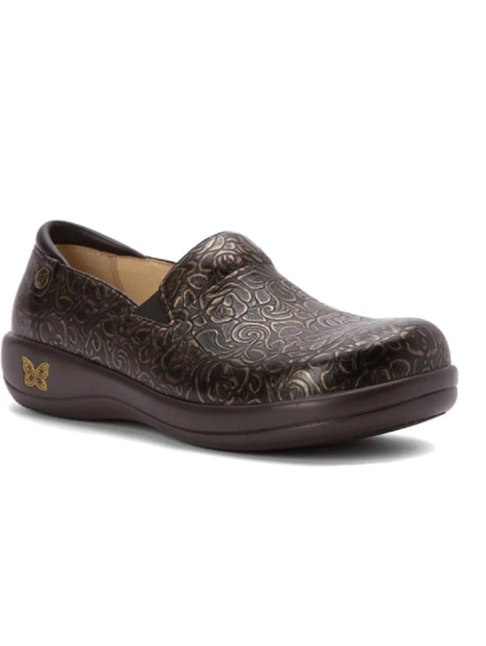 Alegria Keli Professional Bronze Paisley Leather ClogsShoes SZ 39 US 9